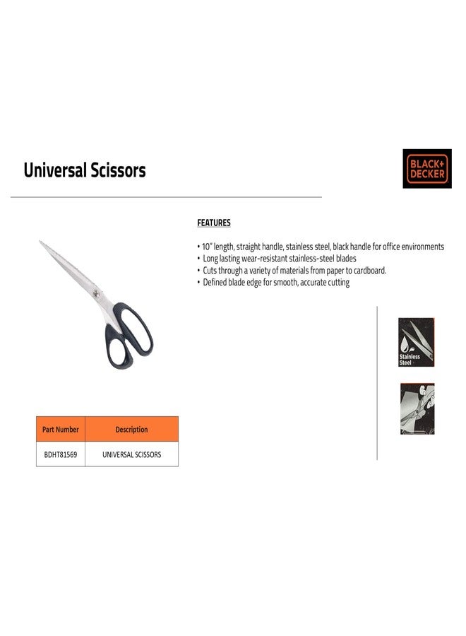 BLACK+DECKER BDHT81569 Steel Universal Scissors-10'' (Black) - Image 5